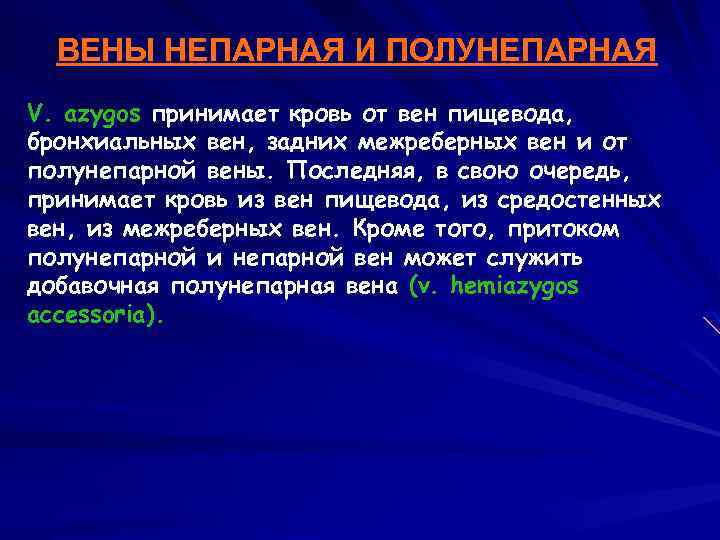 Непарная вена. Добавочная непарная Вена. Добавочная доля полунепарной вены. Непарная и полунепарная вены.