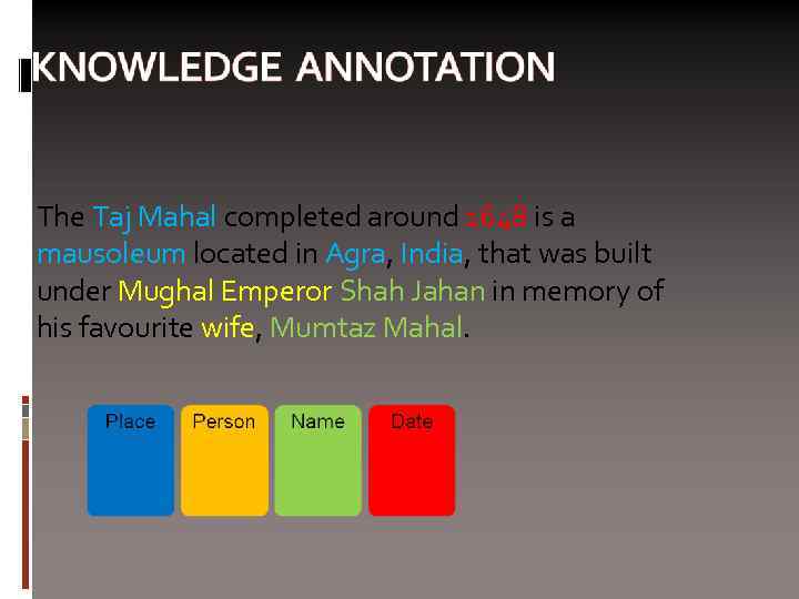 The Taj Mahal completed around 1648 is a mausoleum located in Agra, India, that