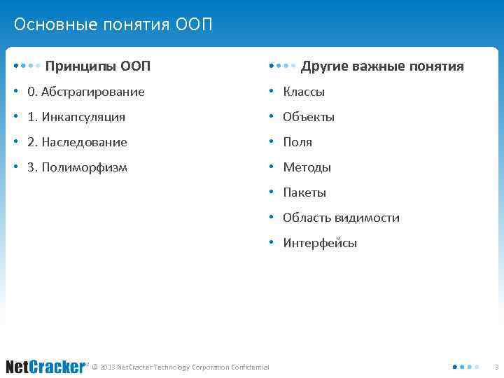 Основные понятия ООП Принципы ООП Другие важные понятия • 0. Абстрагирование • Классы •