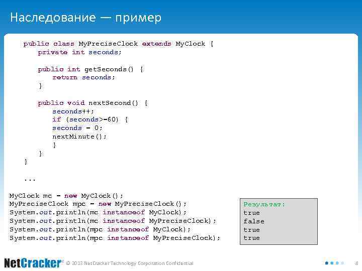 Наследование — пример public class My. Precise. Clock extends My. Clock { private int