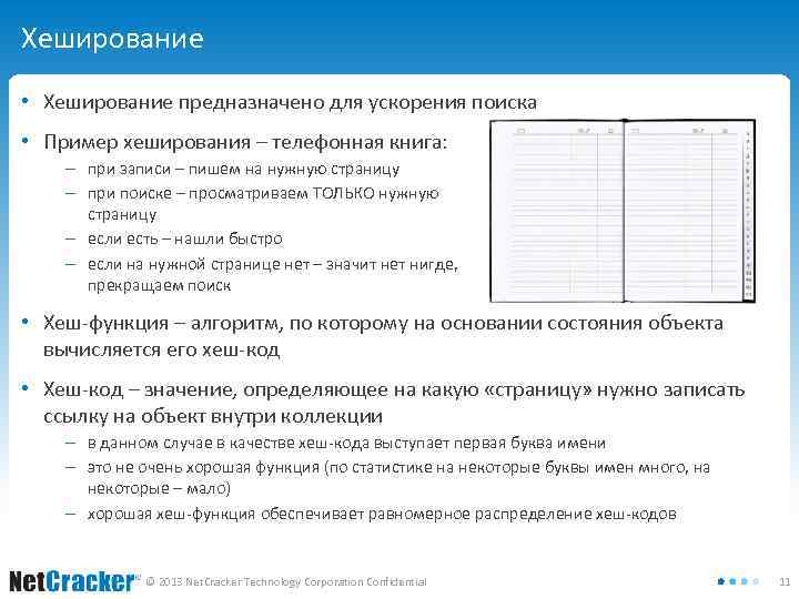 Хеширование • Хеширование предназначено для ускорения поиска • Пример хеширования – телефонная книга: ‒