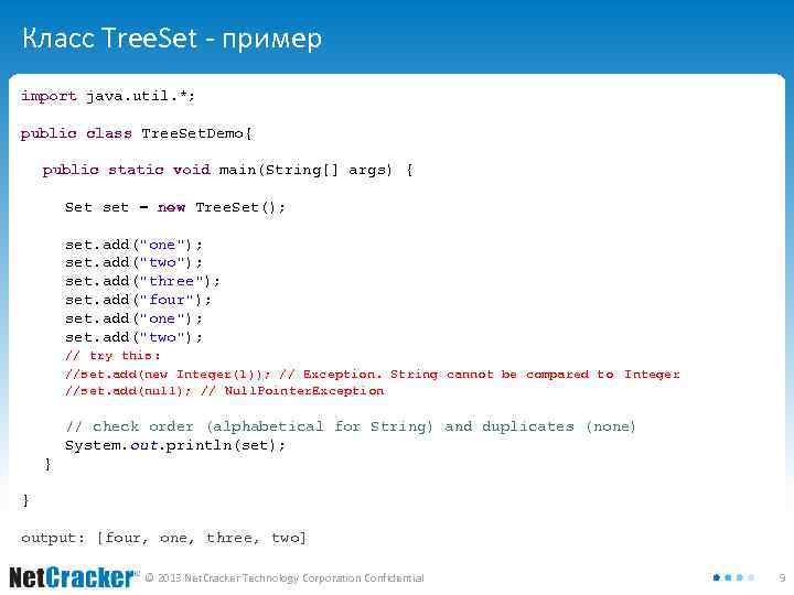 Класс Tree. Set - пример import java. util. *; public class Tree. Set. Demo{