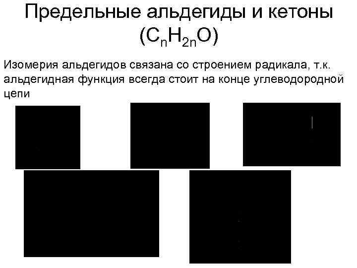 Предельные альдегиды и кетоны (Cn. H 2 n. O) Изомерия альдегидов связана со строением