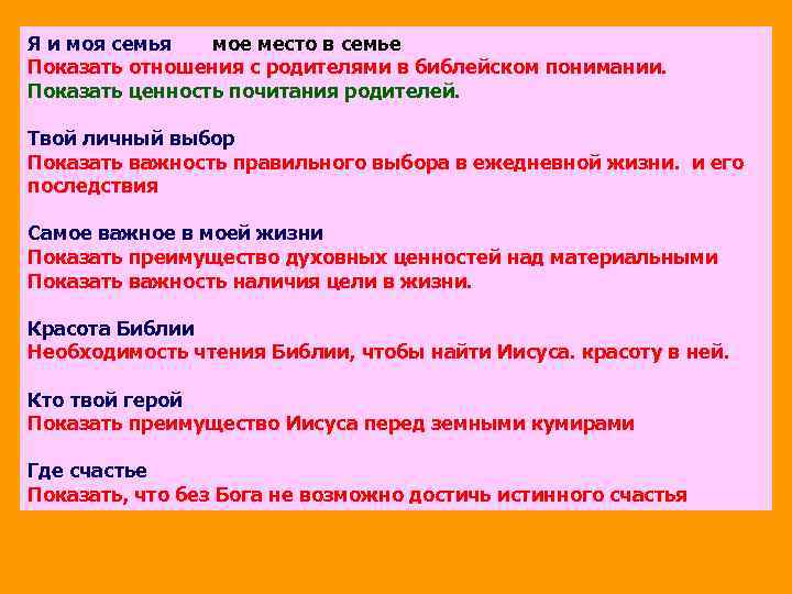 Я и моя семья мое место в семье Показать отношения с родителями в библейском