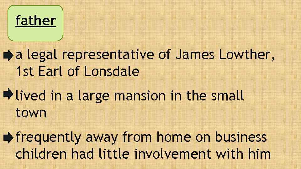 father a legal representative of James Lowther, 1 st Earl of Lonsdale lived in