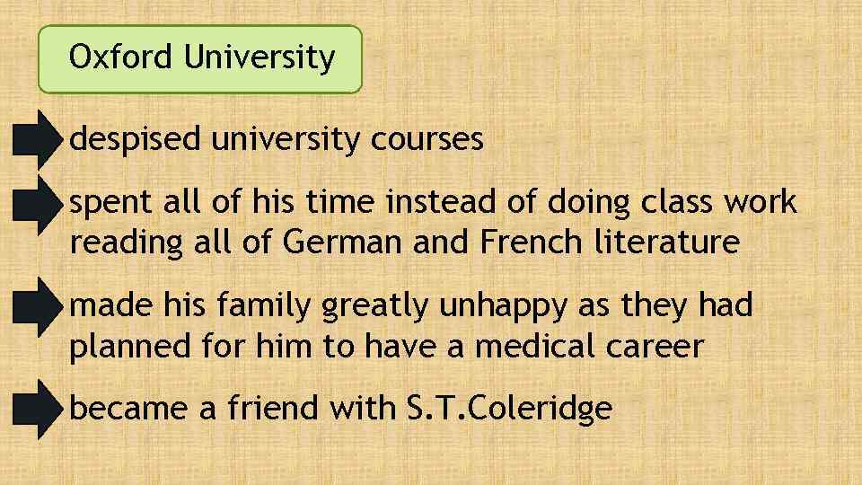 Oxford University despised university courses spent all of his time instead of doing class