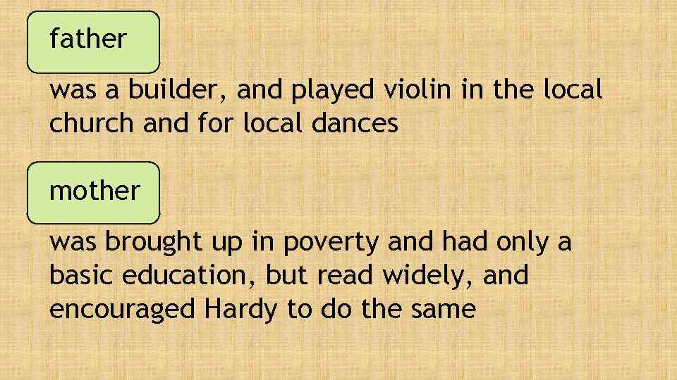 father was a builder, and played violin in the local church and for local