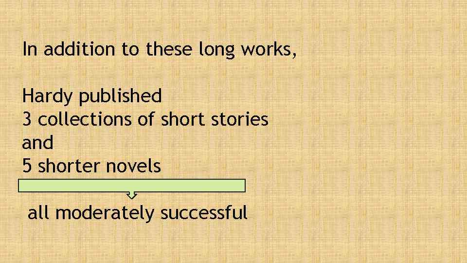 In addition to these long works, Hardy published 3 collections of short stories and