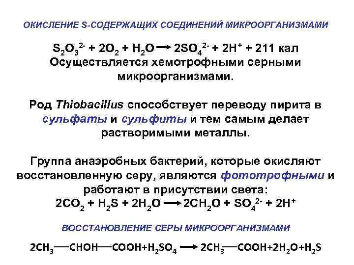 Схема восстановления серы