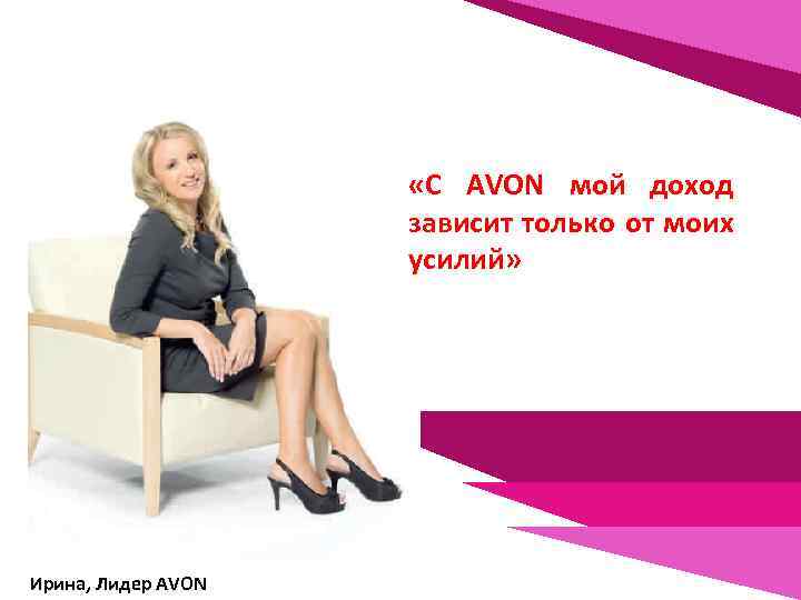  «С AVON мой доход зависит только от моих усилий» Ирина, Лидер AVON 