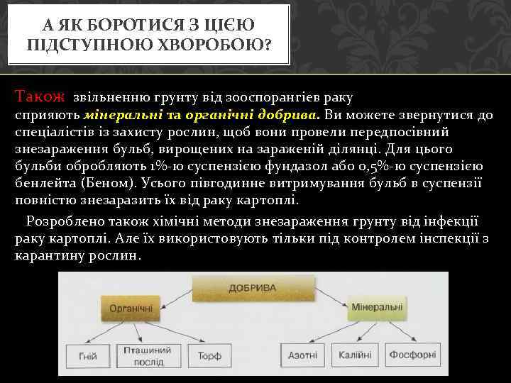 А ЯК БОРОТИСЯ З ЦІЄЮ ПІДСТУПНОЮ ХВОРОБОЮ? Також звільненню грунту від зооспорангіев раку сприяють