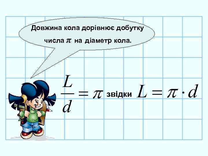 Довжина кола дорівнює добутку числа π на діаметр кола. звідки 
