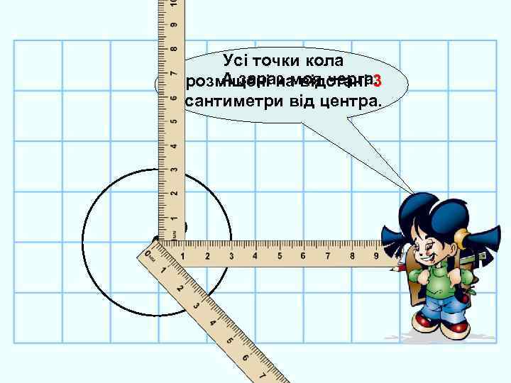 Усі точки кола А зараз моя черга. розміщені на відстані 3 сантиметри від центра.
