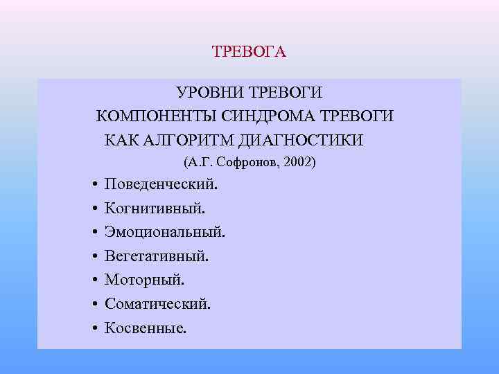 Уровень тревожности