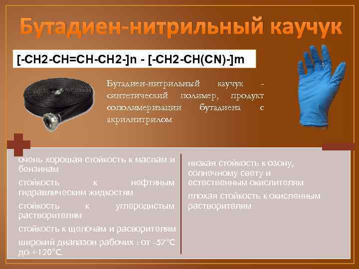 Бутадиен-нитрильный каучук [-CH 2 -CH=CH-CH 2 -]n - [-CH 2 -CH(CN)-]m Бутадиен-нитрильный каучук синтетический