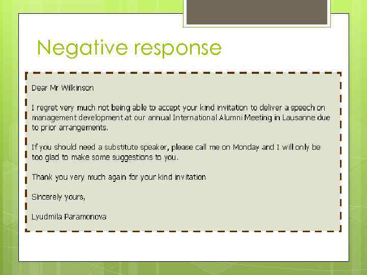 Negative response 