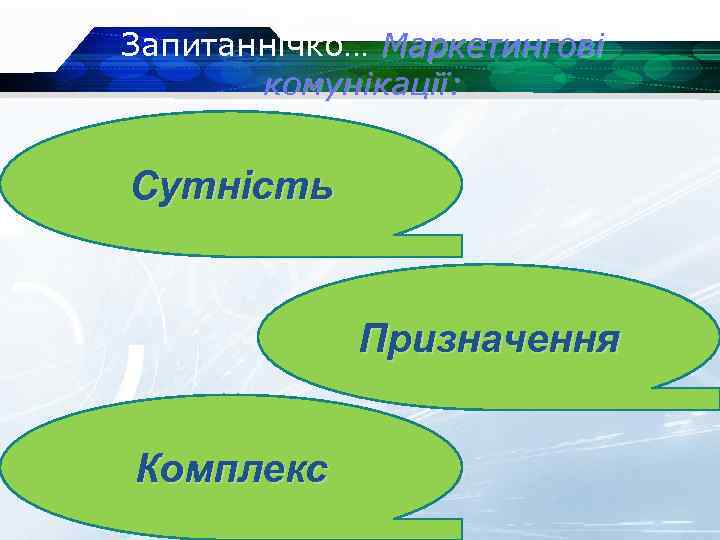 Запитаннічко… Маркетингові комунікації: Сутність Призначення Комплекс 