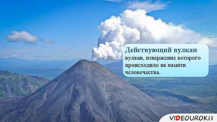 Действующий вулкан, извержение которого происходило на памяти человечества. 