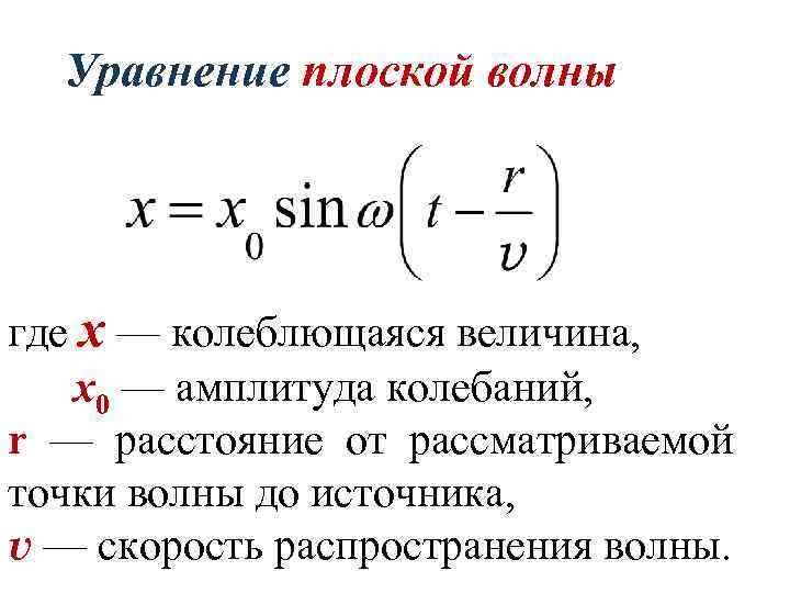 Уравнение плоской волны формула