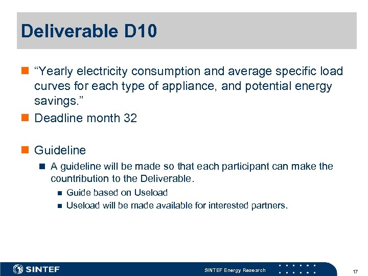 Deliverable D 10 n “Yearly electricity consumption and average specific load curves for each