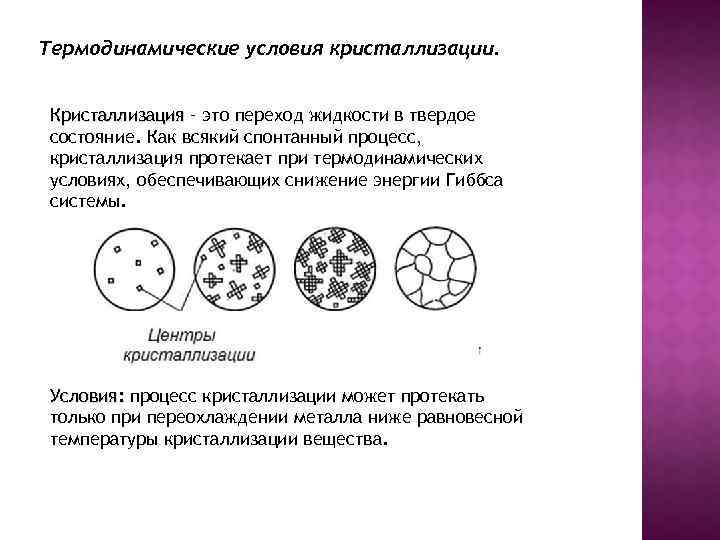 Кристаллизация это. Условия протекания процесса кристаллизации материаловедение. Термодинамические условия кристаллизации. Термодинамические условия процесса кристаллизации. Термодинамические условия кристаллизации материаловедение.
