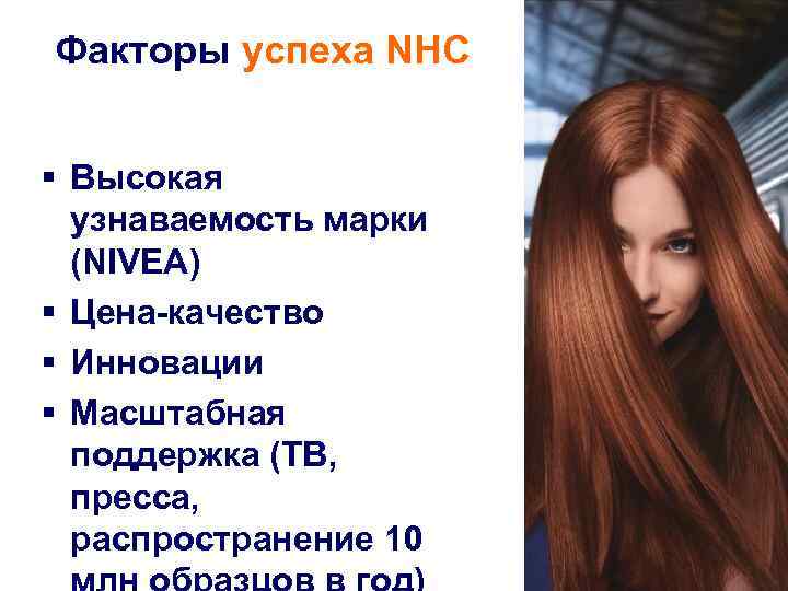 Факторы успеха NHC § Высокая узнаваемость марки (NIVEA) § Цена-качество § Инновации § Масштабная