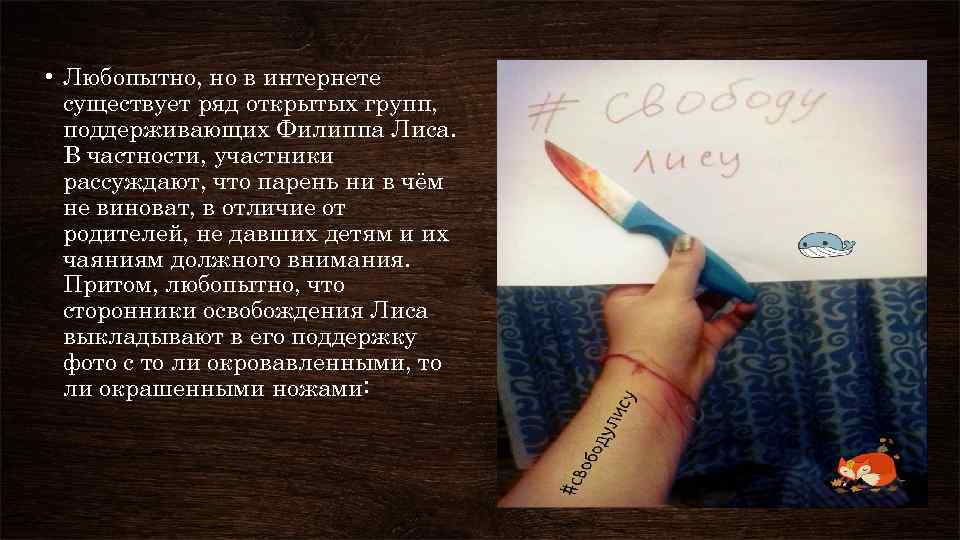  • Любопытно, но в интернете существует ряд открытых групп, поддерживающих Филиппа Лиса. В