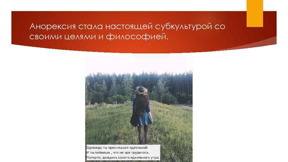 Анорексия стала настоящей субкультурой со своими целями и философией. 