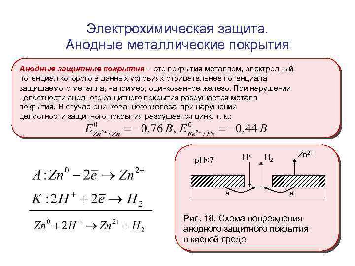 Электрохимическая защита. Анодные металлические покрытия Анодные защитные покрытия – это покрытия металлом, электродный потенциал