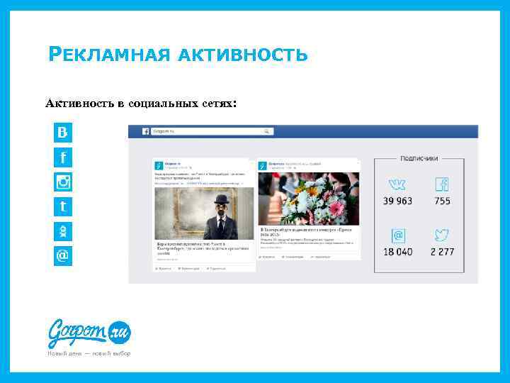 РЕКЛАМНАЯ АКТИВНОСТЬ Активность в социальных сетях: Новый день — новый выбор 