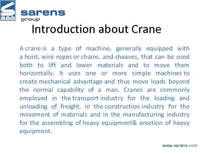 Introduction about Crane A crane is a type of machine, generally equipped with a