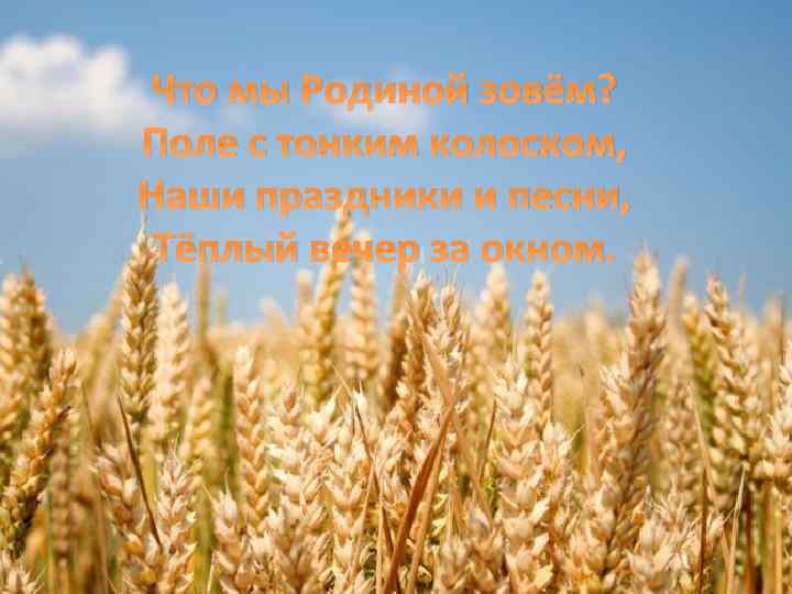 Что мы Родиной зовём? Поле с тонким колоском, Наши праздники и песни, Тёплый вечер