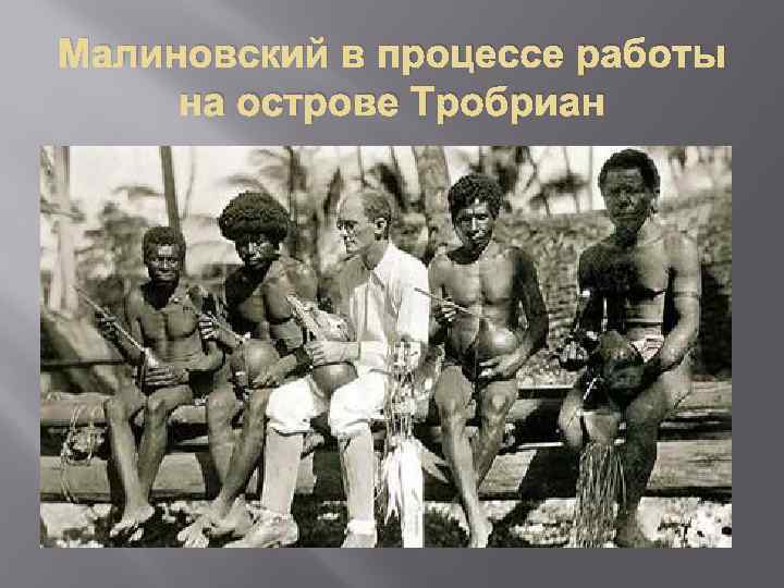 Малиновский в процессе работы на острове Тробриан 