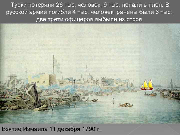 Турки потеряли 26 тыс. человек, 9 тыс. попали в плен. В русской армии погибли