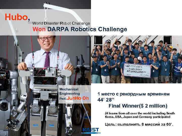 Hubo, World Disaster Robot Challenge Won DARPA Robotics Challenge Mechanical Engineering Prof. Jun. Ho