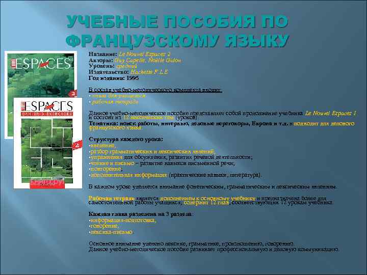 УЧЕБНЫЕ ПОСОБИЯ ПО ФРАНЦУЗСКОМУ ЯЗЫКУ Название: Le Nouvel Espaces 2 Авторы: Guy Capelle, Noёlle