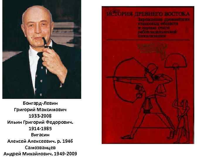 Бонгард-Левин Григорий Максимович 1933 -2008 Ильин Григорий Федорович. 1914 -1985 Вигасин Алексей Алексеевич. р.