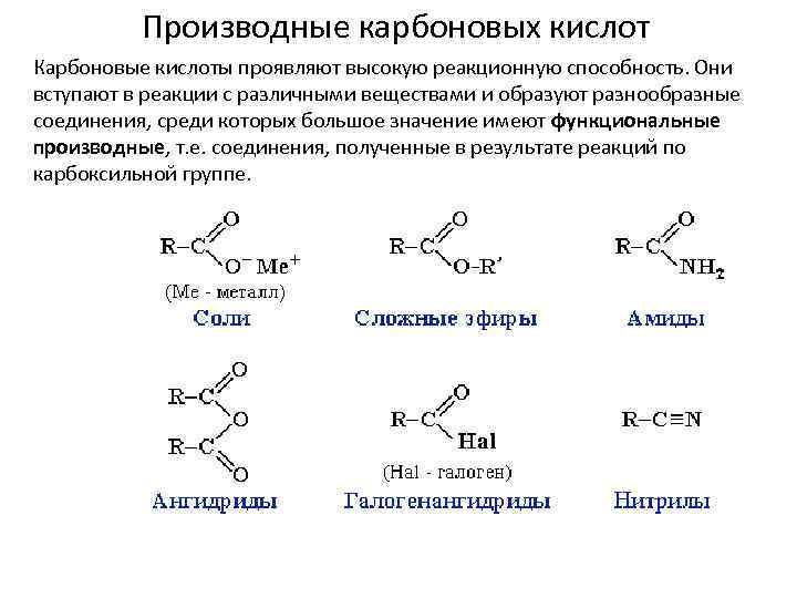 Реакции по карбоксильной группе