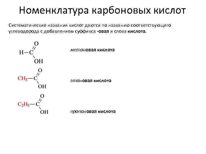 Карбоновые кислоты название группы