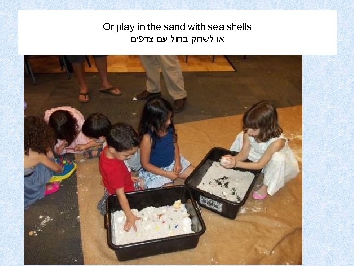 Or play in the sand with sea shells או לשחק בחול עם צדפים 