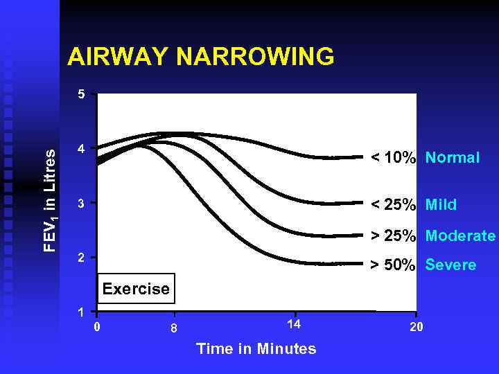 AIRWAY NARROWING FEV 1 in Litres 5 4 < 10% Normal < 25% Mild