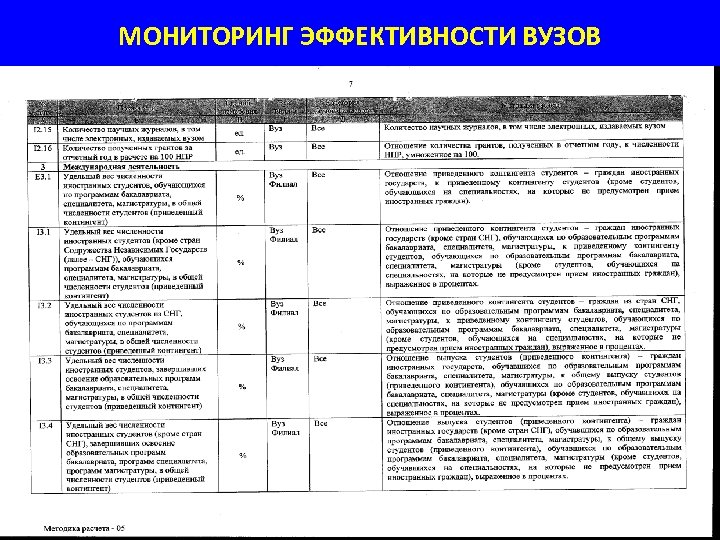 МОНИТОРИНГ ЭФФЕКТИВНОСТИ ВУЗОВ 