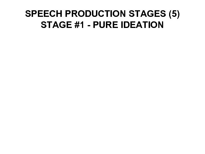 SPEECH PRODUCTION STAGES (5) STAGE #1 - PURE IDEATION 