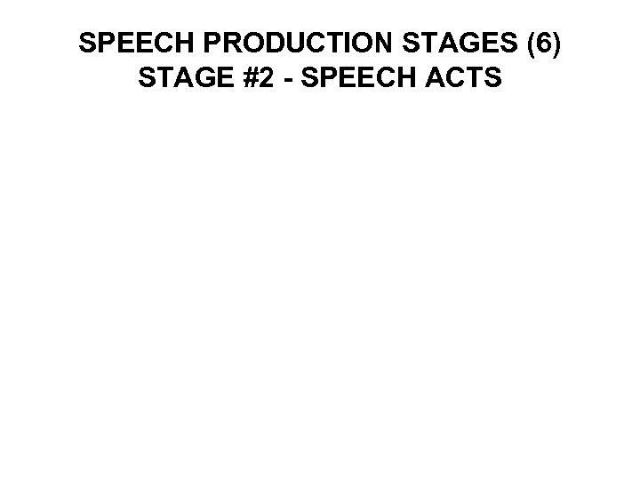 SPEECH PRODUCTION STAGES (6) STAGE #2 - SPEECH ACTS 