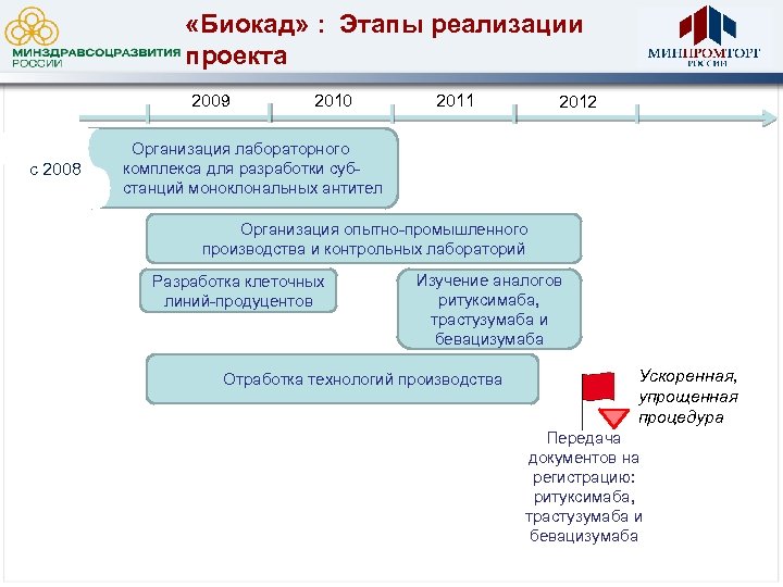  «Биокад» : Этапы реализации проекта 2009 2010 2011 2012 Организация лабораторного с 2008