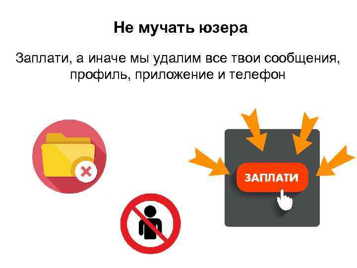 Не мучать юзера Заплати, а иначе мы удалим все твои сообщения, профиль, приложение и