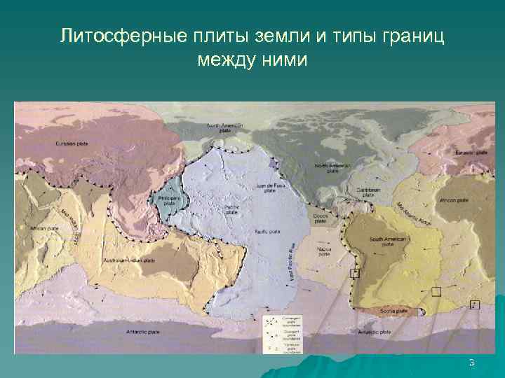 Литосферные плиты земли и типы границ между ними 3 