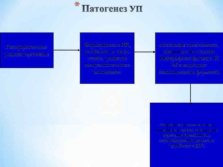 * Гиперэргическая реакция организма Формирование ИК, отложение в сосуд. стенке развитие иммунологические воспаление Активация