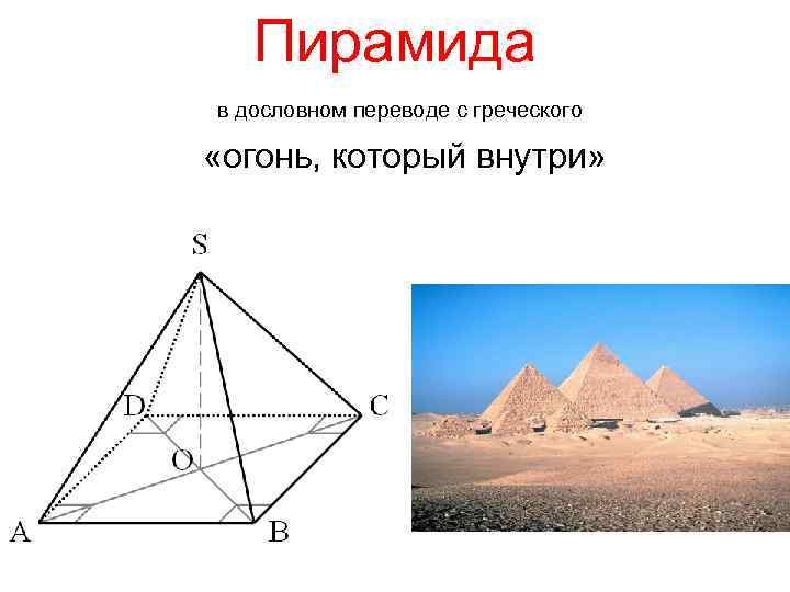 Пирамида в дословном переводе с греческого «огонь, который внутри» 