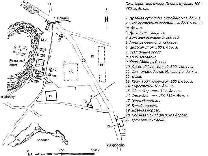 План афинской агоры. Период архаики 700480 гг. до н. э. 1. Древняя орхестра. Середина